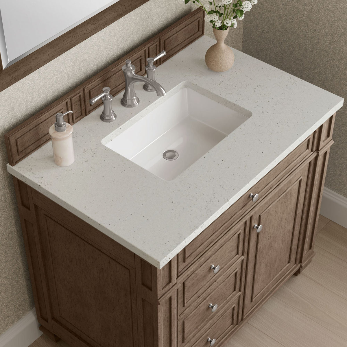 James Martin Bristol 36" Single Bathroom Vanity, Whitewashed Walnut
