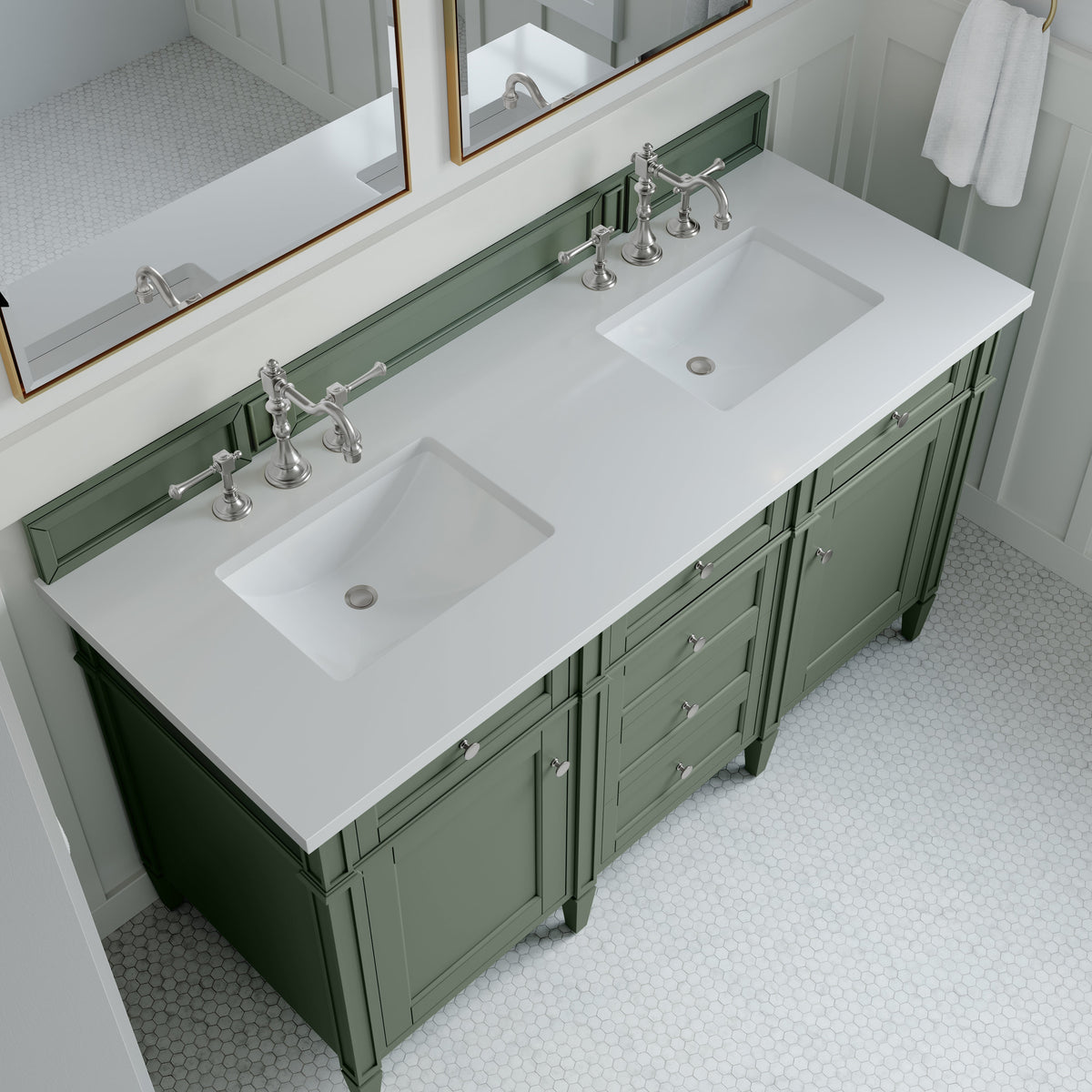 James Martin Brittany 60" Double Bathroom Vanity, Smokey Celadon