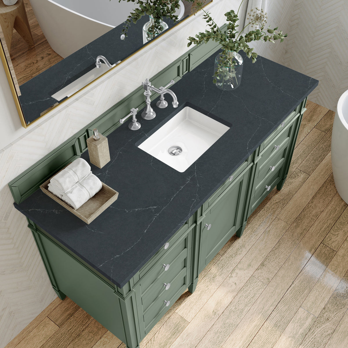 James Martin Brittany 60" Single Bathroom Vanity, Smokey Celadon