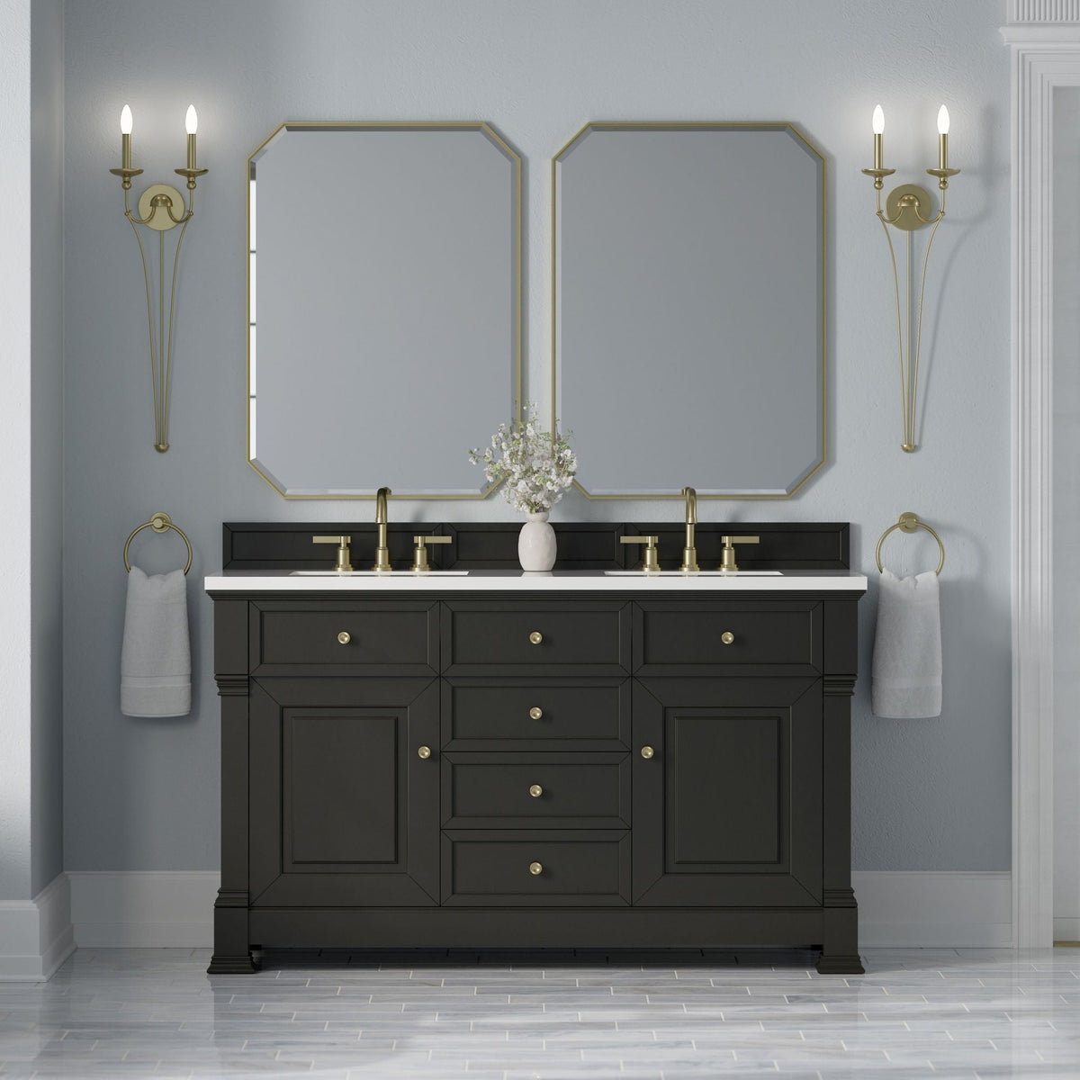 James Martin Brookfield 60" Double Bathroom Vanity, Black Onyx
