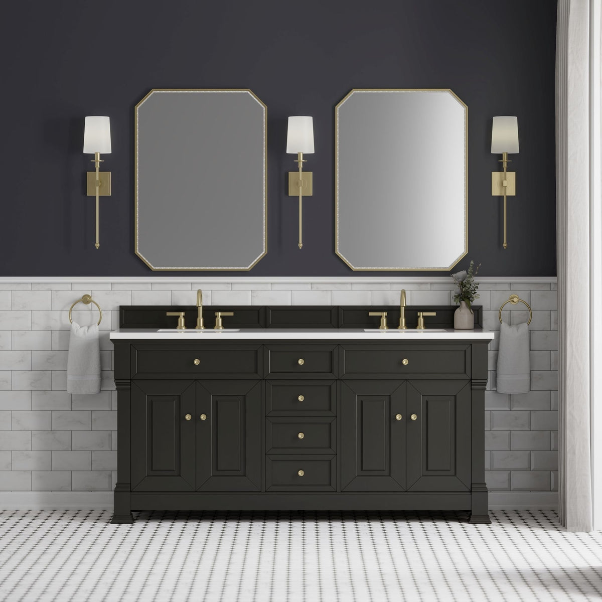 James Martin Brookfield 72" Double Bathroom Vanity, Black Onyx