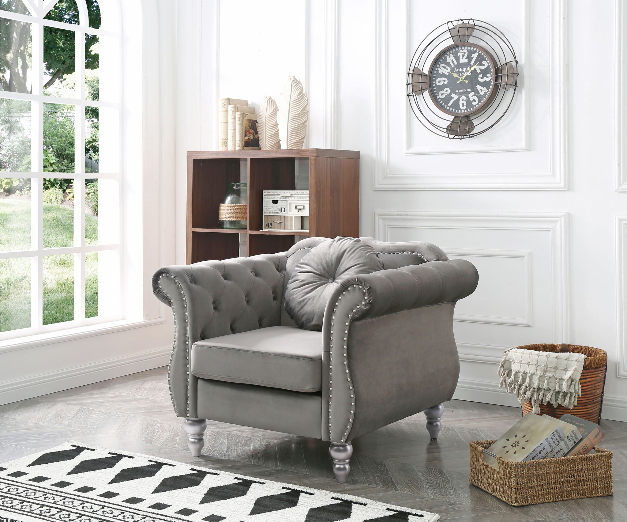 Chic Transitional Flared Arm Chair with Tufted Back - Multiple Colors