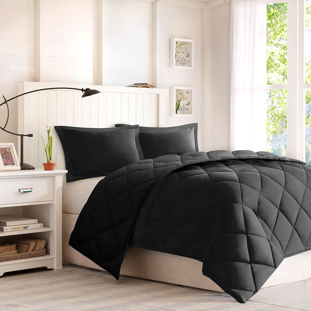 Full/Queen 3M Scotchgard Diamond Quilting Reversible Down Alternative Comforter Set - Multiple Colors