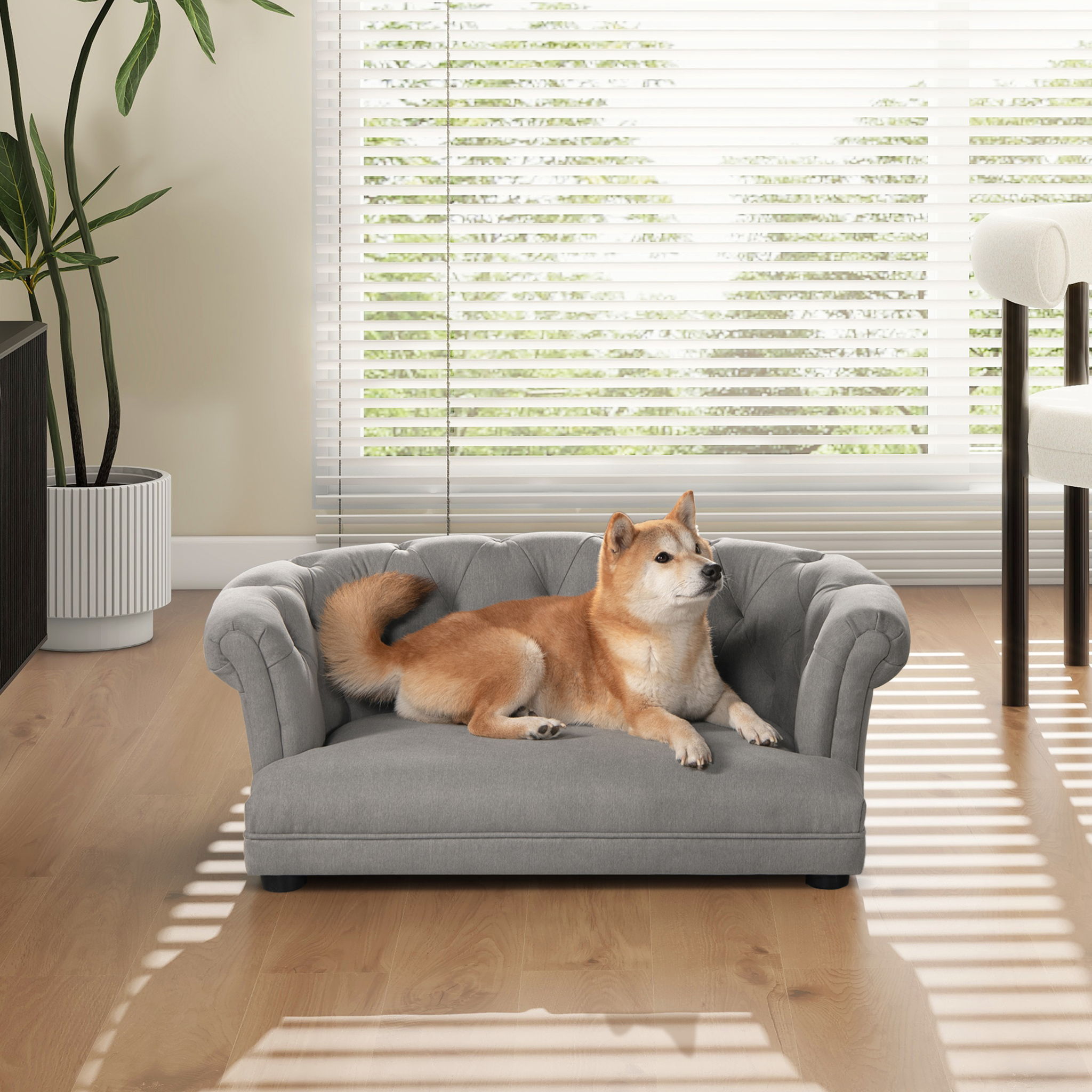 Chesterfield Dog Sofa Bed with High-Performance Upholstery - Medium