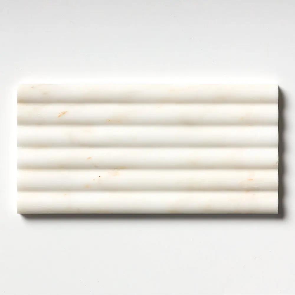 Calacatta Cremo Honed Flute Trim Marble Accent Tiles 6x12