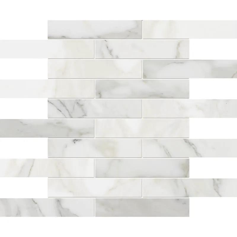 Calacatta Gold Polished 1 1/4 X 6 Marble Mosaics 12x12