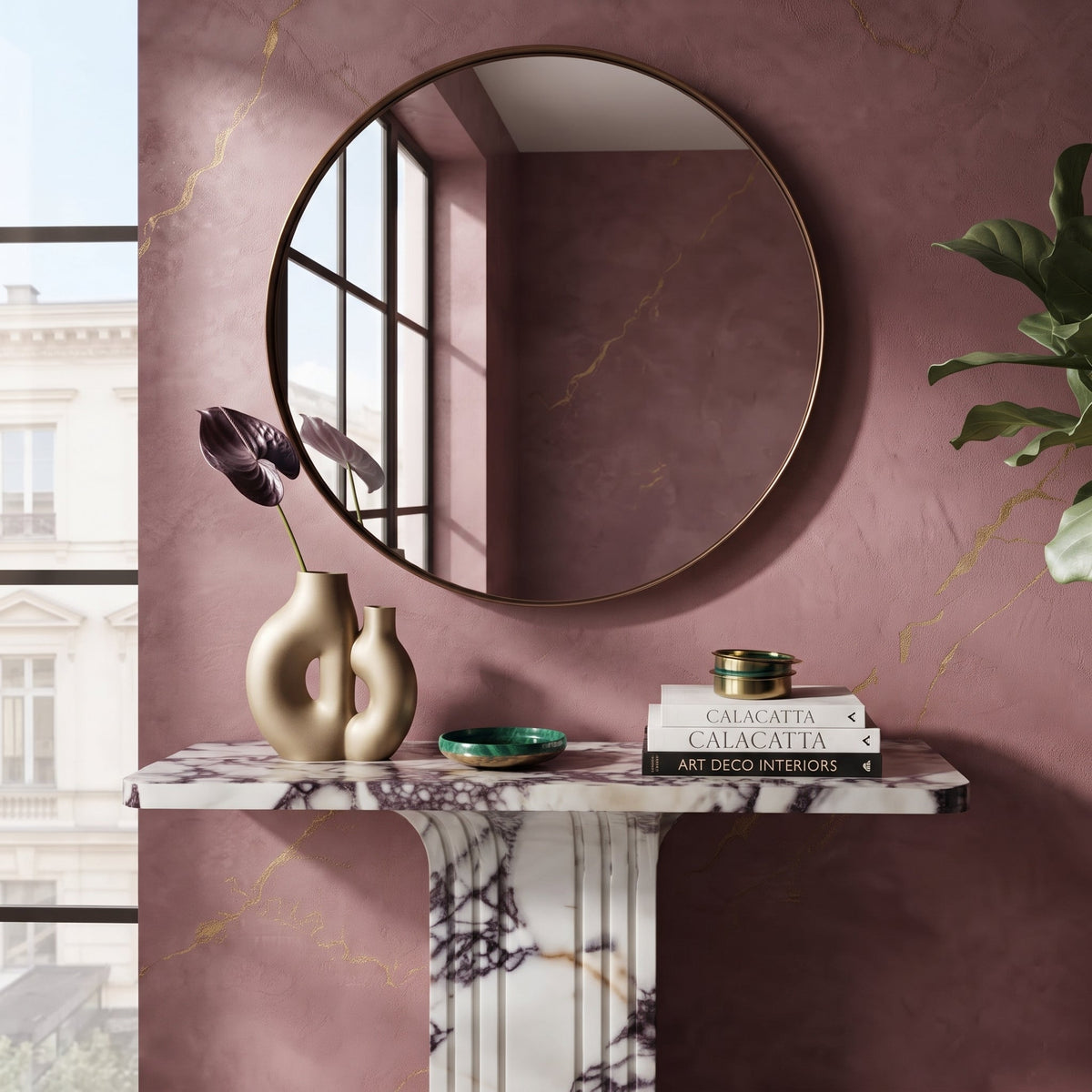 Calacatta Viola White Marble Designer Console - Polished 40x15