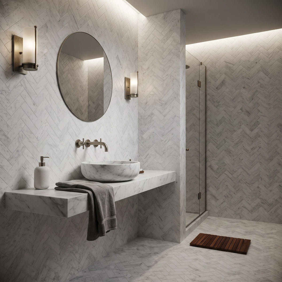 Carrara T Honed Marble Tiles 2 3/4x5 1/2
