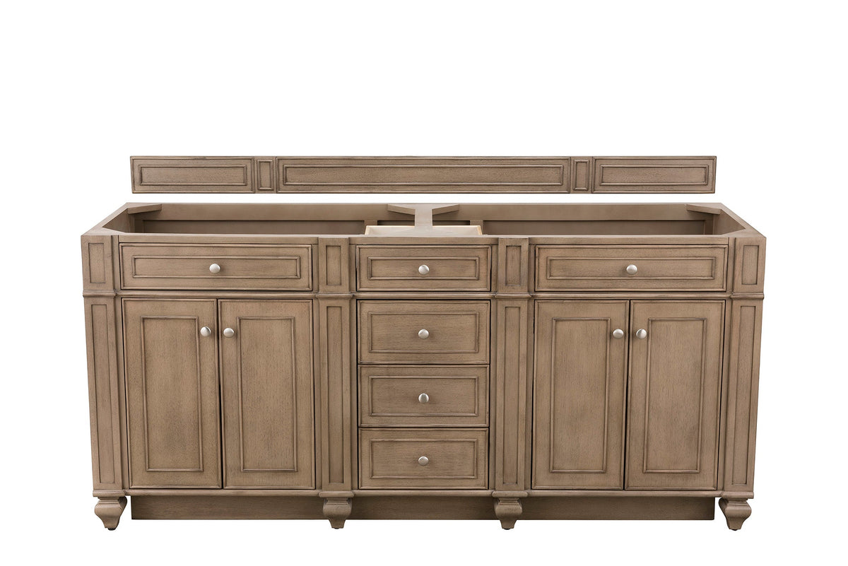 James Martin Bristol 72" Double Bathroom Vanity, Whitewashed Walnut