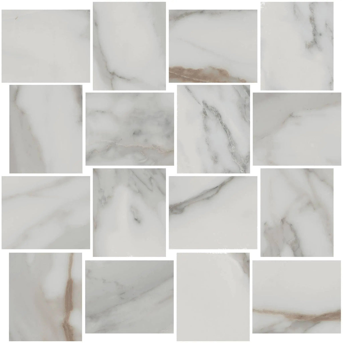 Charme Calacatta Gold Mosaic B Marble Look Porcelain Mosaics 12x12