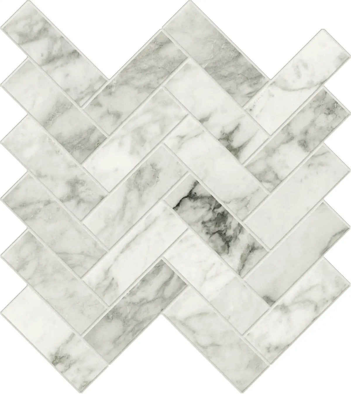 Charme Evo Renoir Plus Herringbone Marble Look Porcelain Mosaics 12x12