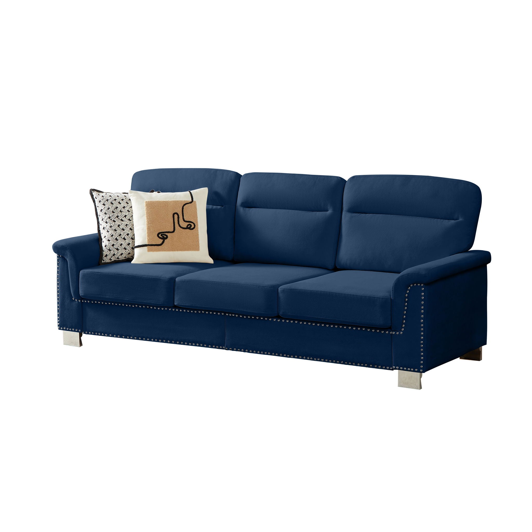Elegant 3-Seater Stationary Sofa with Nailhead Trim - Multiple Colors