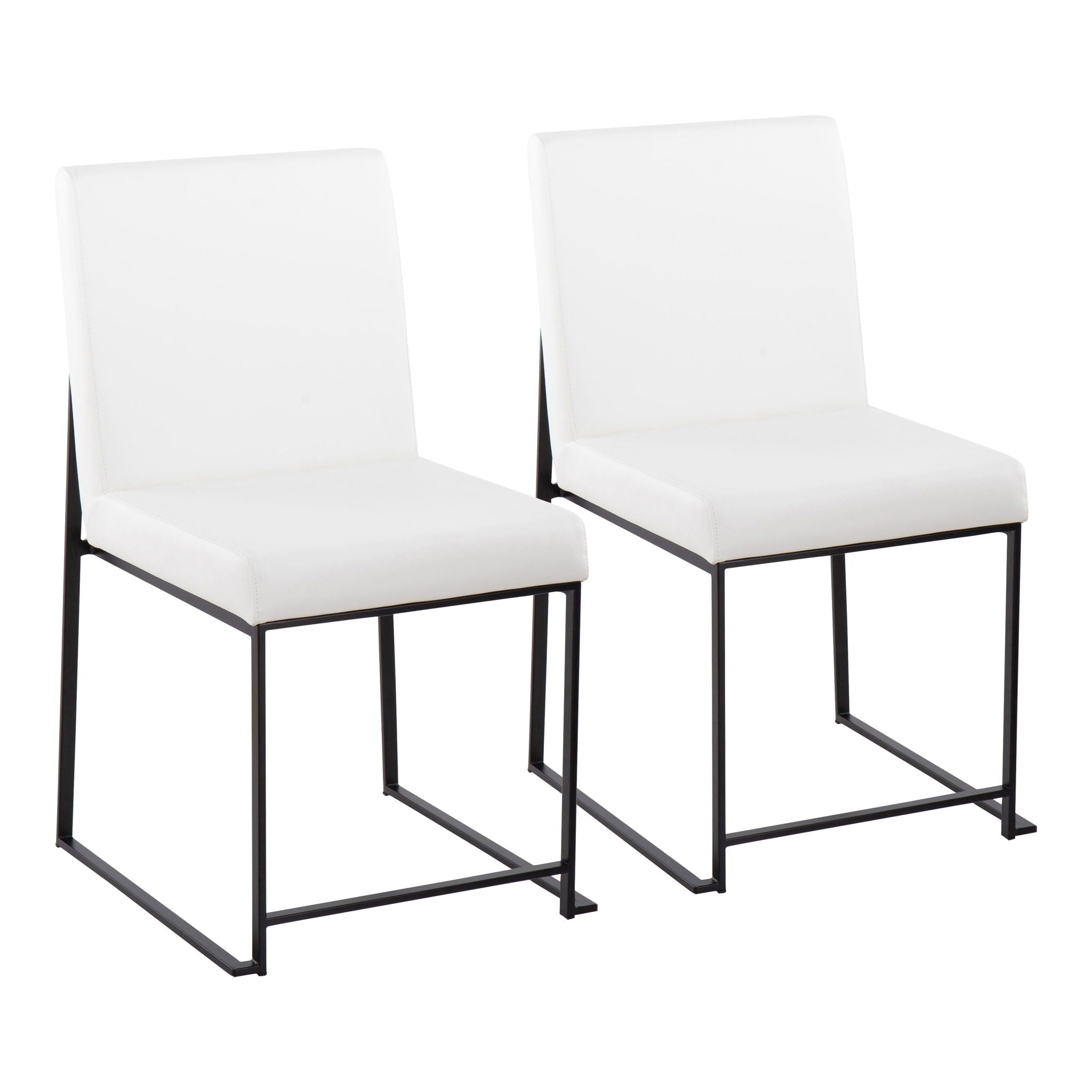 Contemporary High Back Dining Chair Set of 2 with Padded Seat - Multiple Colors