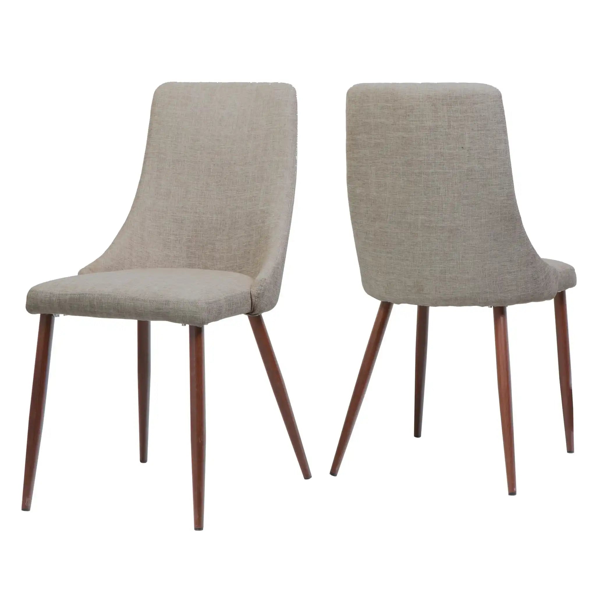 Mid Century Modern Fabric Armless Dining Chair with Wood Frame – Light Brown or Dark Gray