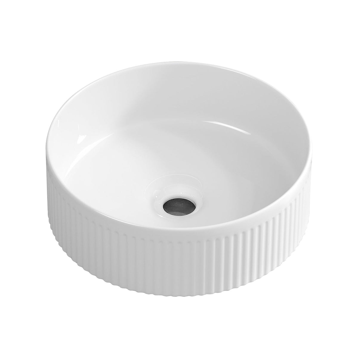 Small 14 Inch Round Bathroom Sink with Stain-Resistant Finish - White Porcelain