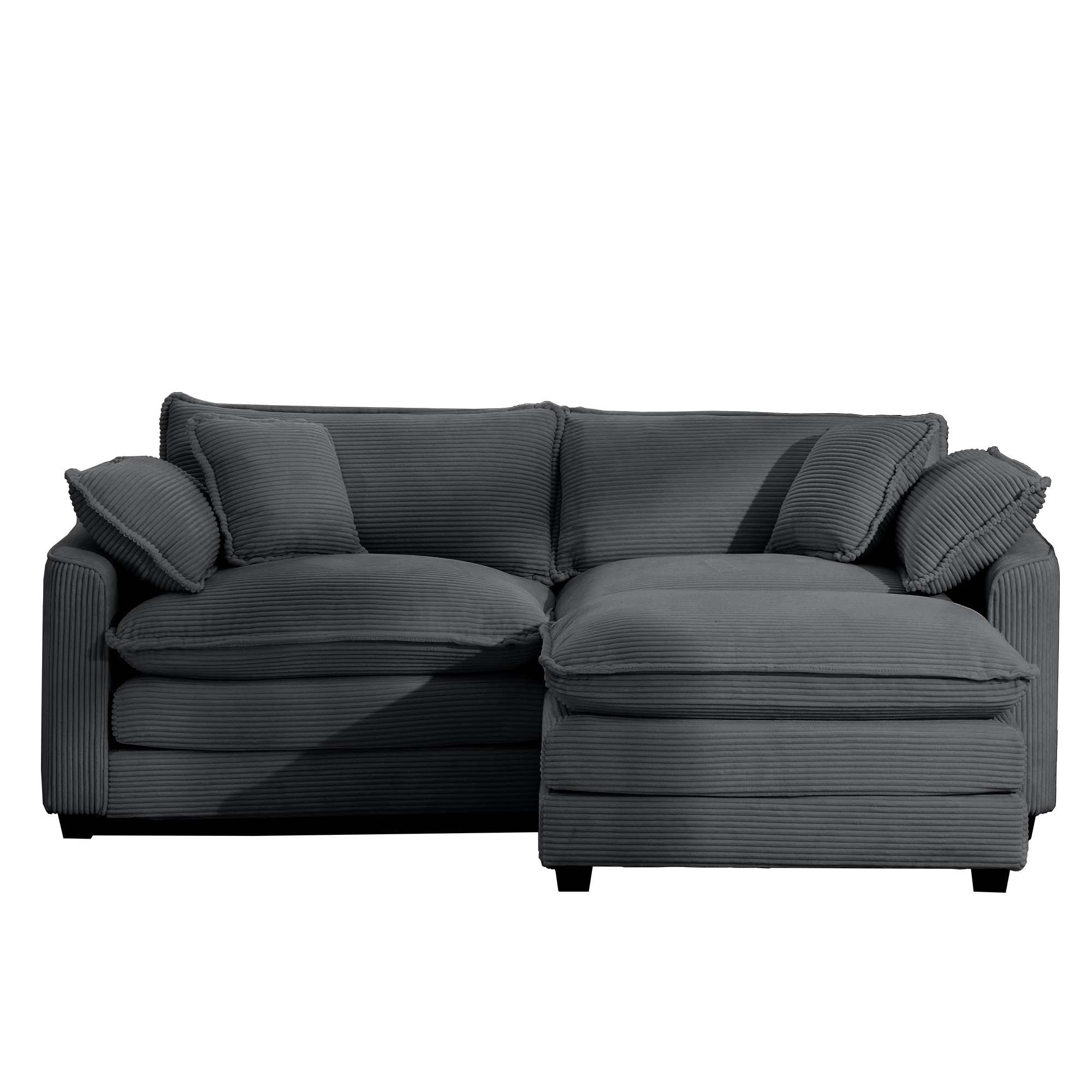 Modern Modular Cushion Sofa Set with Ottoman - Fabric, Multiple Colors