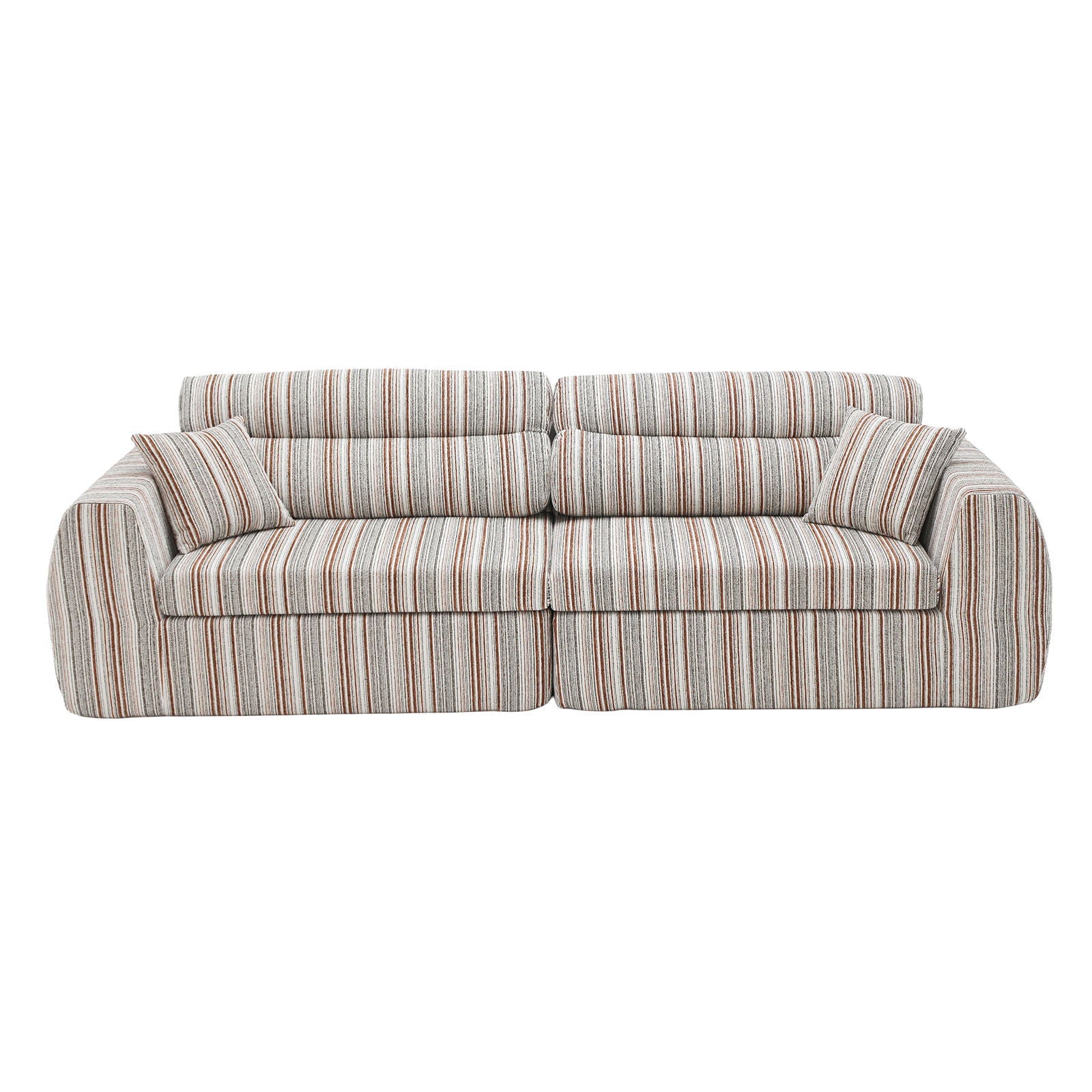 3 Seater Stationary Sofa with Throw Pillows - Multiple Colors