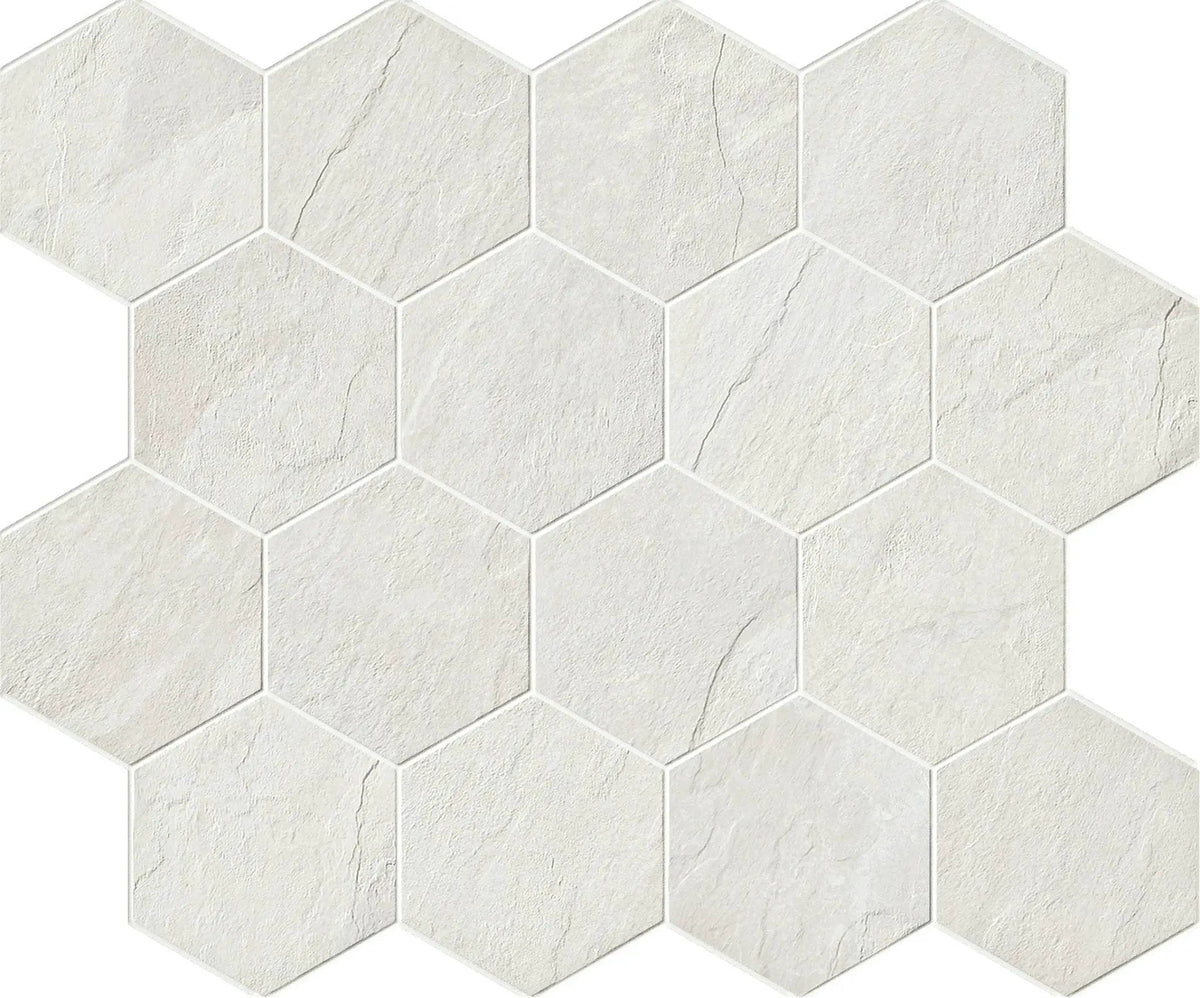 Essence Montauk White Mosaic D Slate Look Porcelain Tiles 12x12