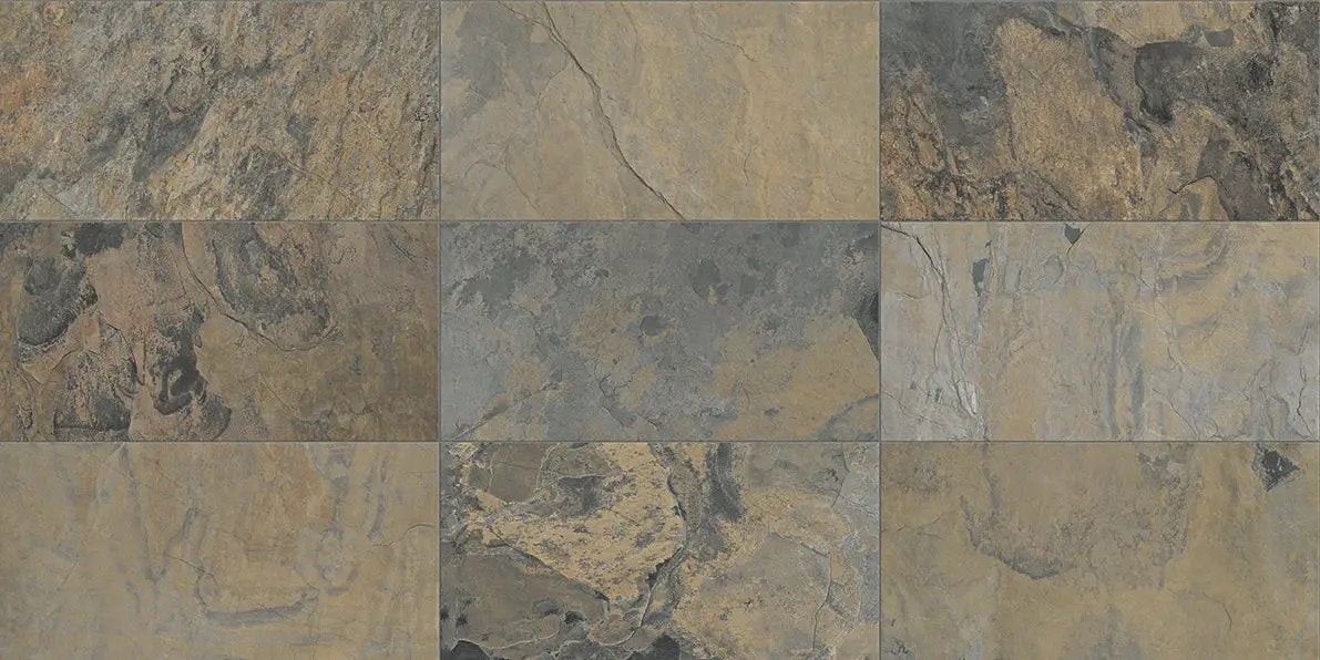 Essence Rustic Gold Slate Look Porcelain Tiles 3x12