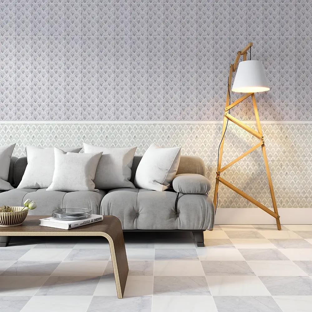 European White, Carrara T Multi Finish Sophia Marble Mosaics 8 3/4x13 1/2