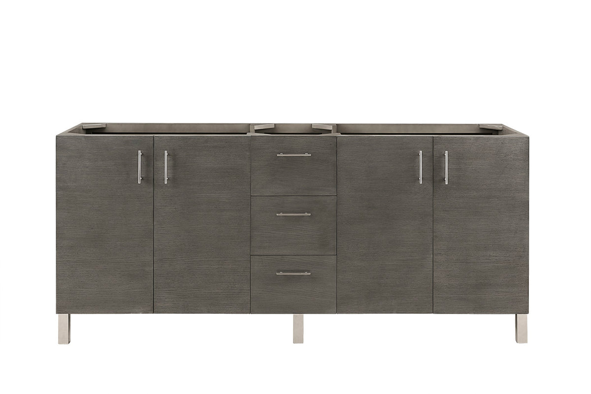James Martin Metropolitan 72" Dual Mount Double Bathroom Vanity, Silver Oak