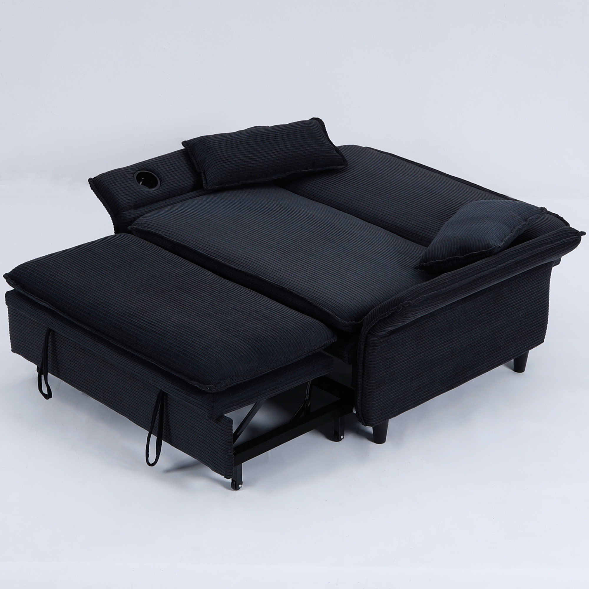 Modern Fabric Sofa Bed with Adjustable Armrests and Backrests - Multiple Colors