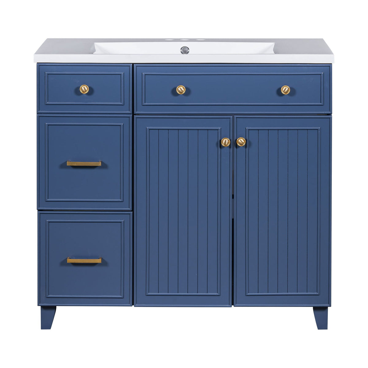 36" Bathroom Vanity With Sink, Soft Close Doors & Adjustable Shelves - Green, Blue, or White