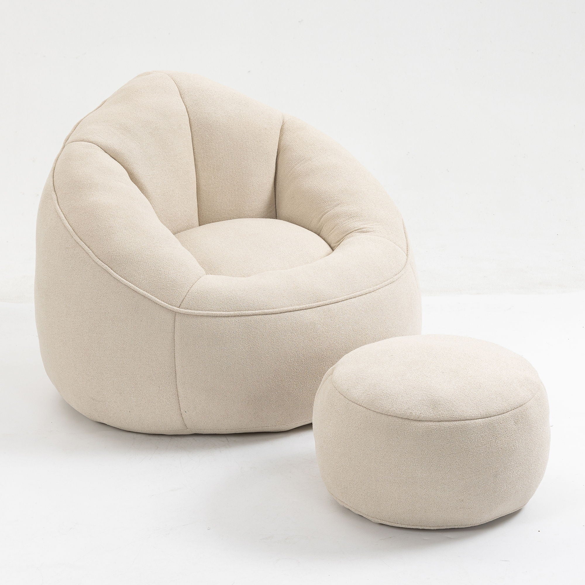 High Pressure Foam Bean Bag Sofa Chair with Footrest – Multiple Colors