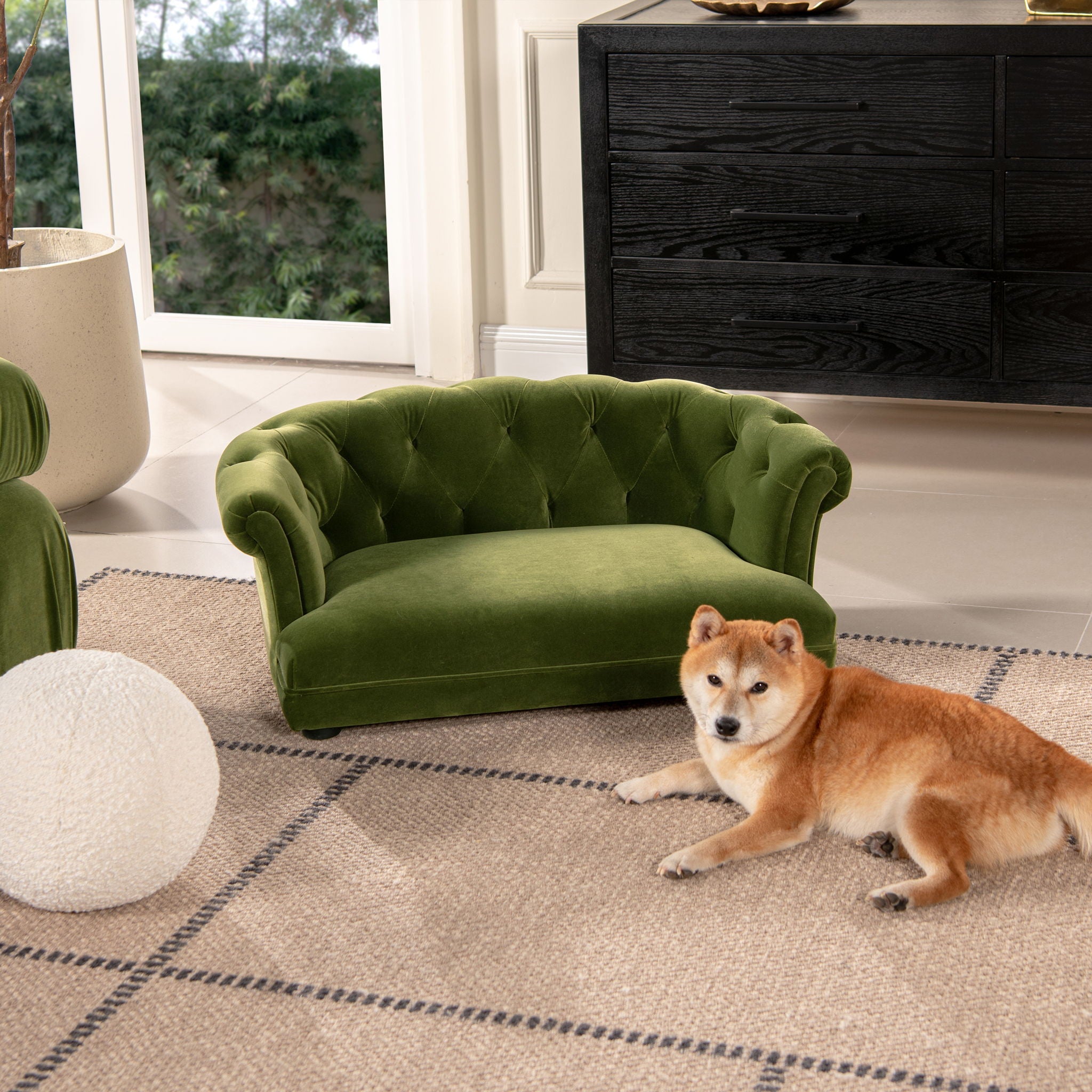 Chesterfield Dog Sofa Bed with High-Performance Upholstery - Medium