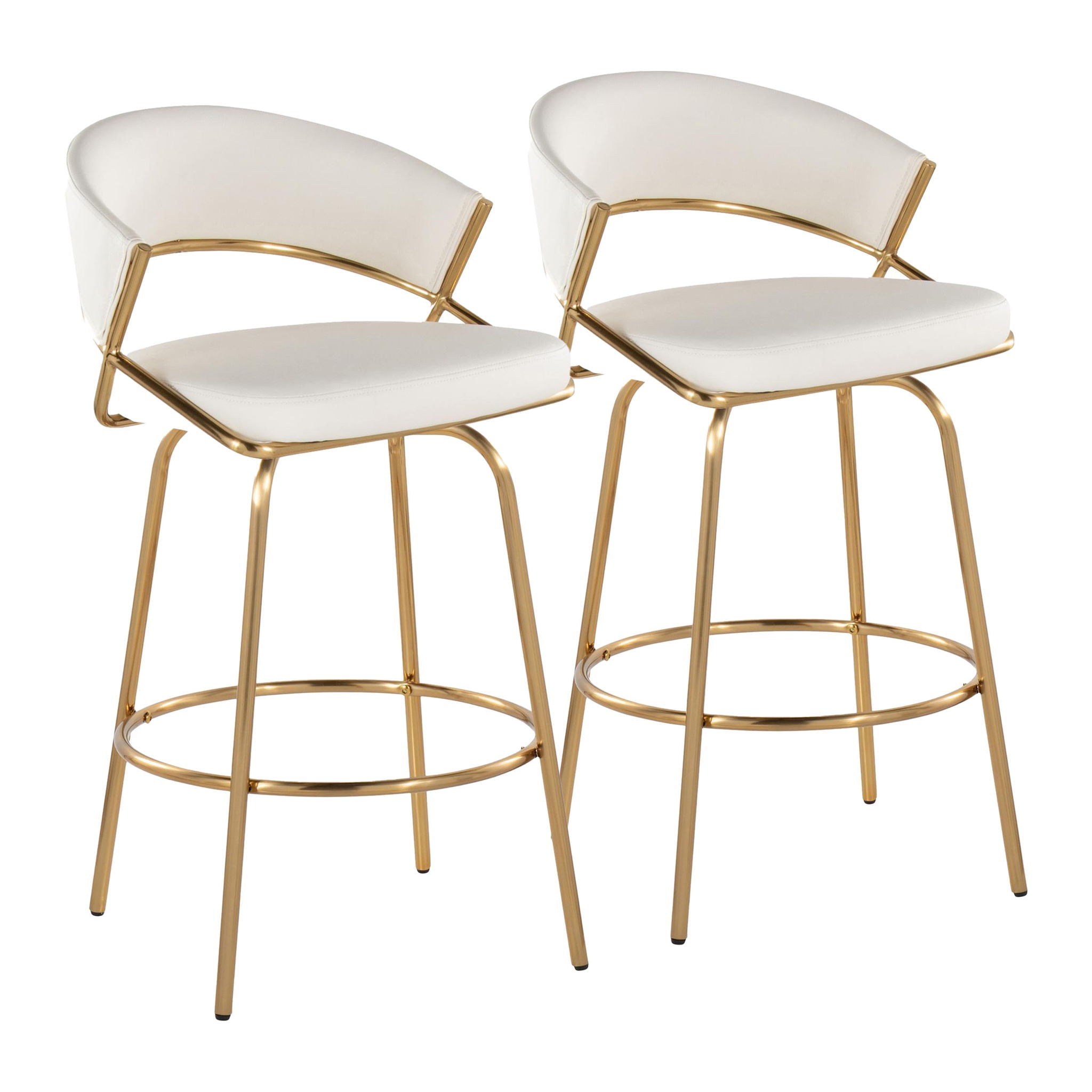 Glam Fixed Height Counter Stool with Swivel, Set of 2 – Multiple Colors