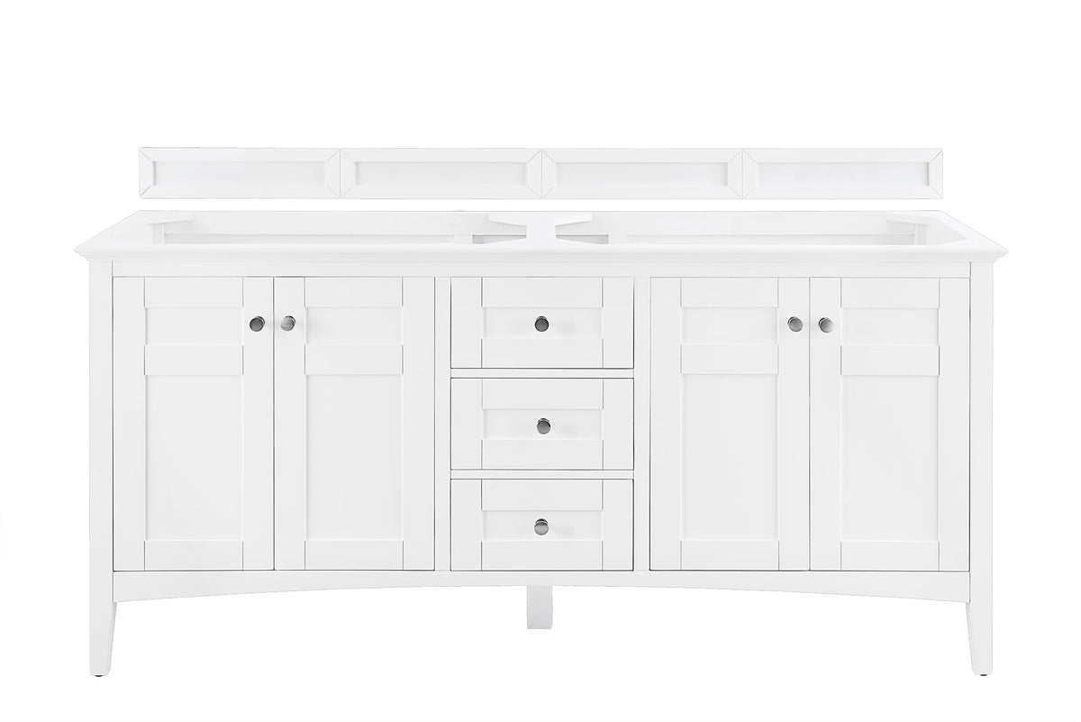 James Martin Palisades 72" Double Bathroom Vanity, Bright White