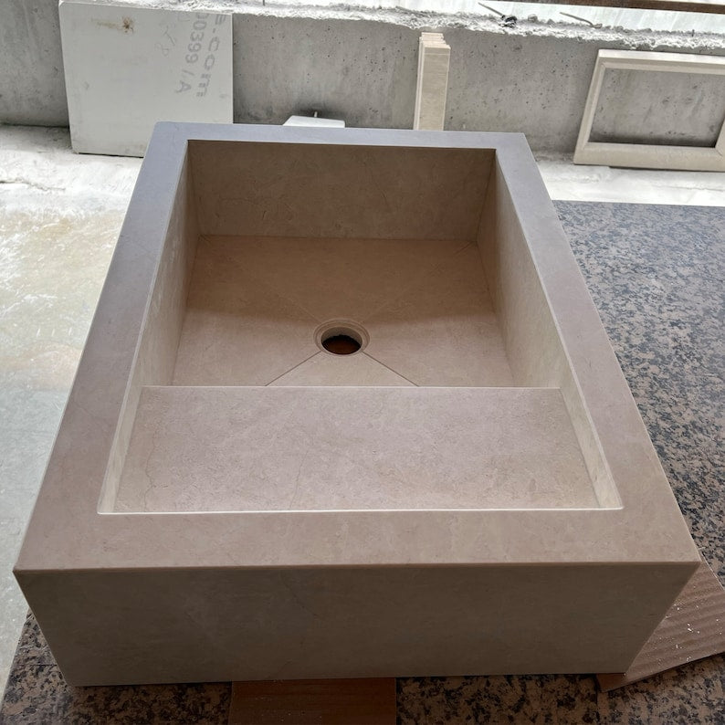Custom Light Pearl Marble Sink (NS-056)