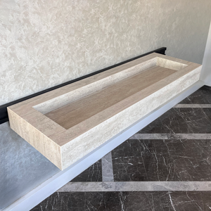 HANDCRAFTED INFINITY TRAVERTINO CHIARO HIGH ENGINEERED PORCELAIN SINK (ES-076)