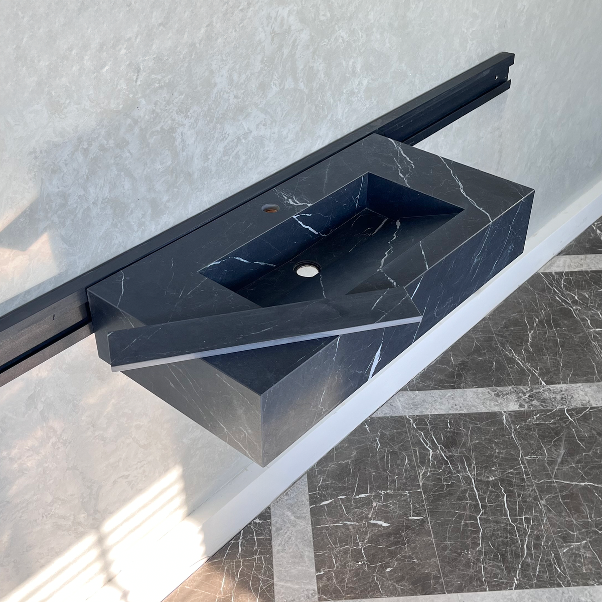 HANDCRAFTED NERO MARQUINIA HIGH ENGINEERED STONE SINK (ES-035)