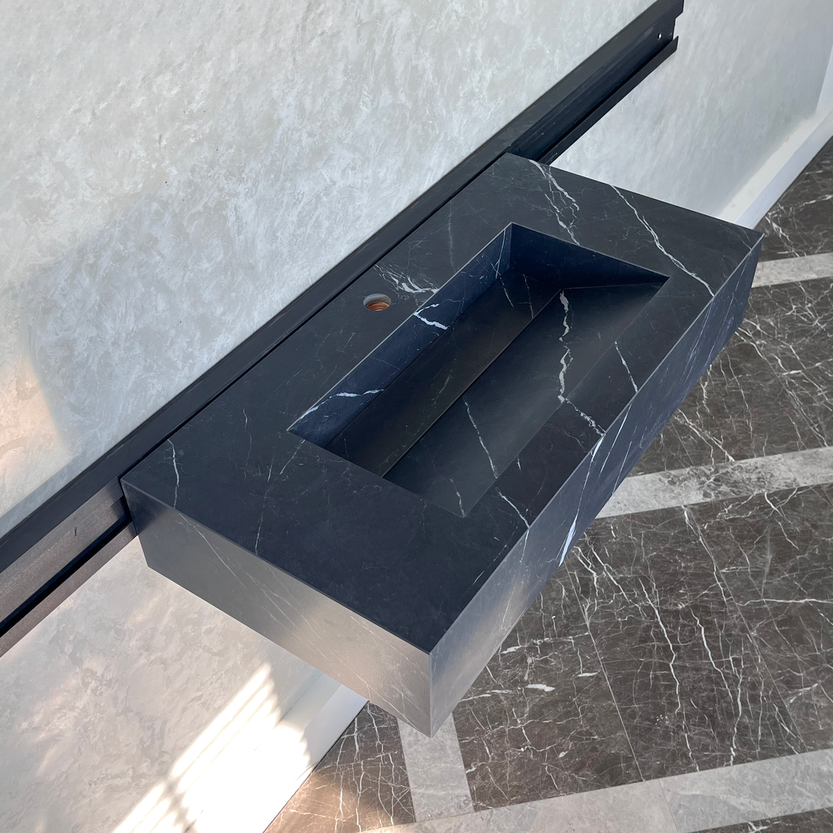 HANDCRAFTED NERO MARQUINIA HIGH ENGINEERED STONE SINK (ES-035)