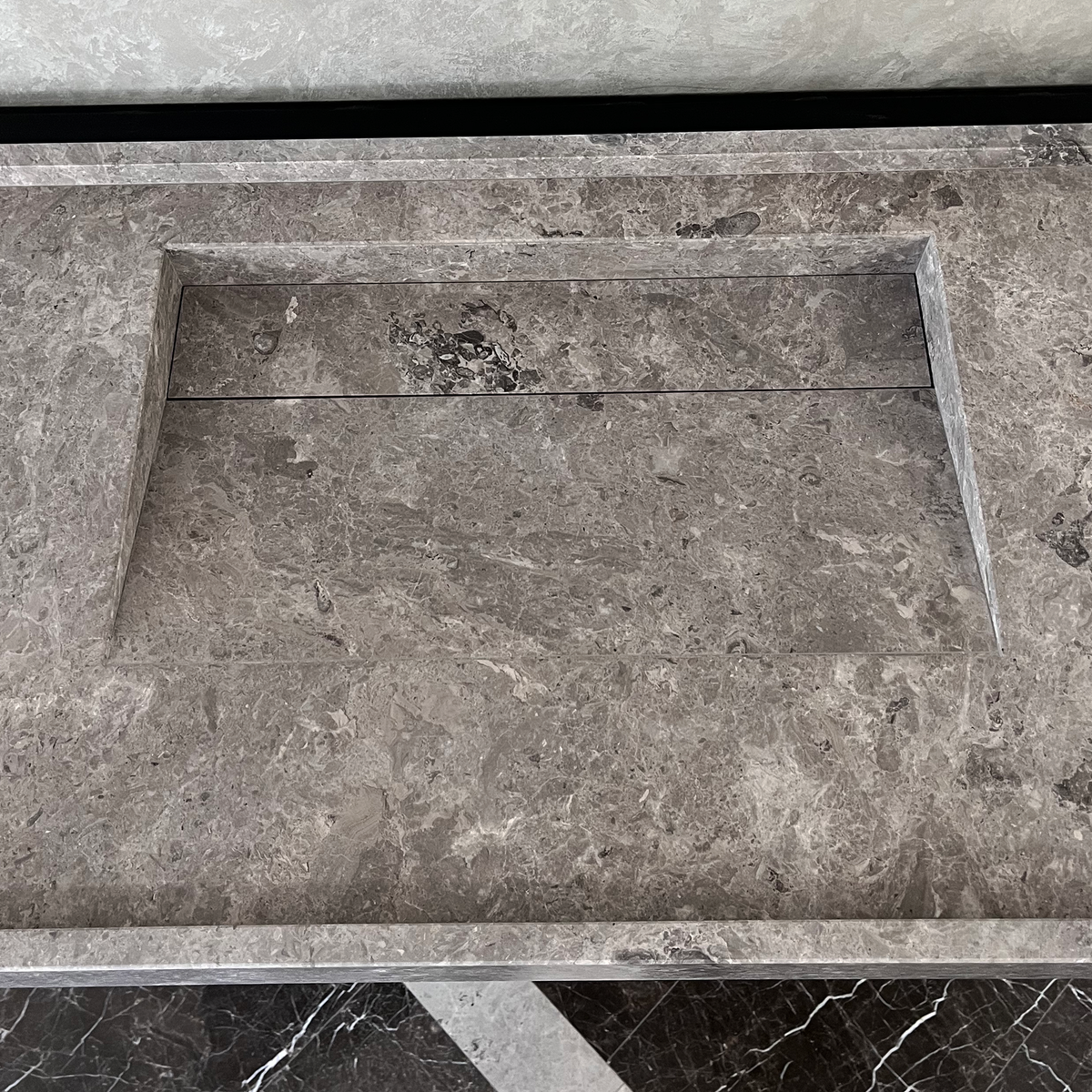 HANDCRAFTED CUSTOM TUNDRA GREY MARBLE SINK (NS-075)