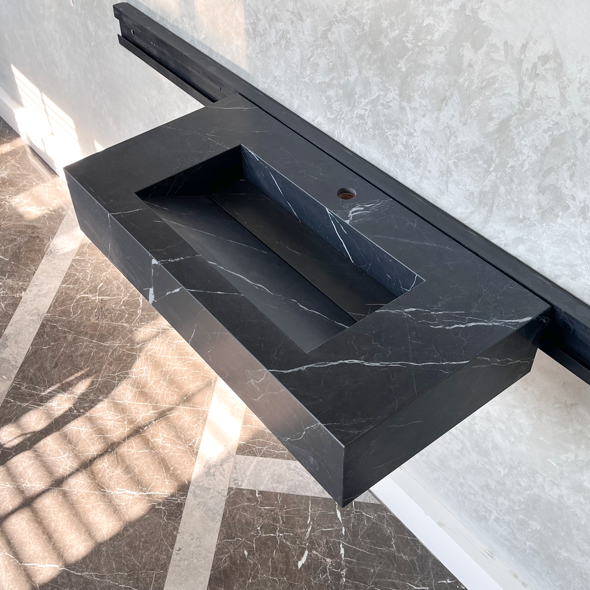 HANDCRAFTED NERO MARQUINIA HIGH ENGINEERED STONE SINK (ES-035)