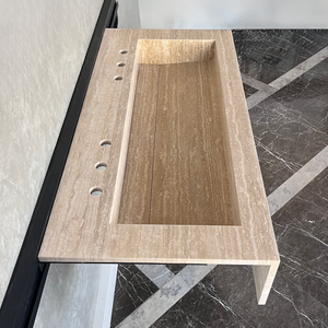 HANDCRAFTED CUSTOM TRAVERTINE SINK (TR-081)