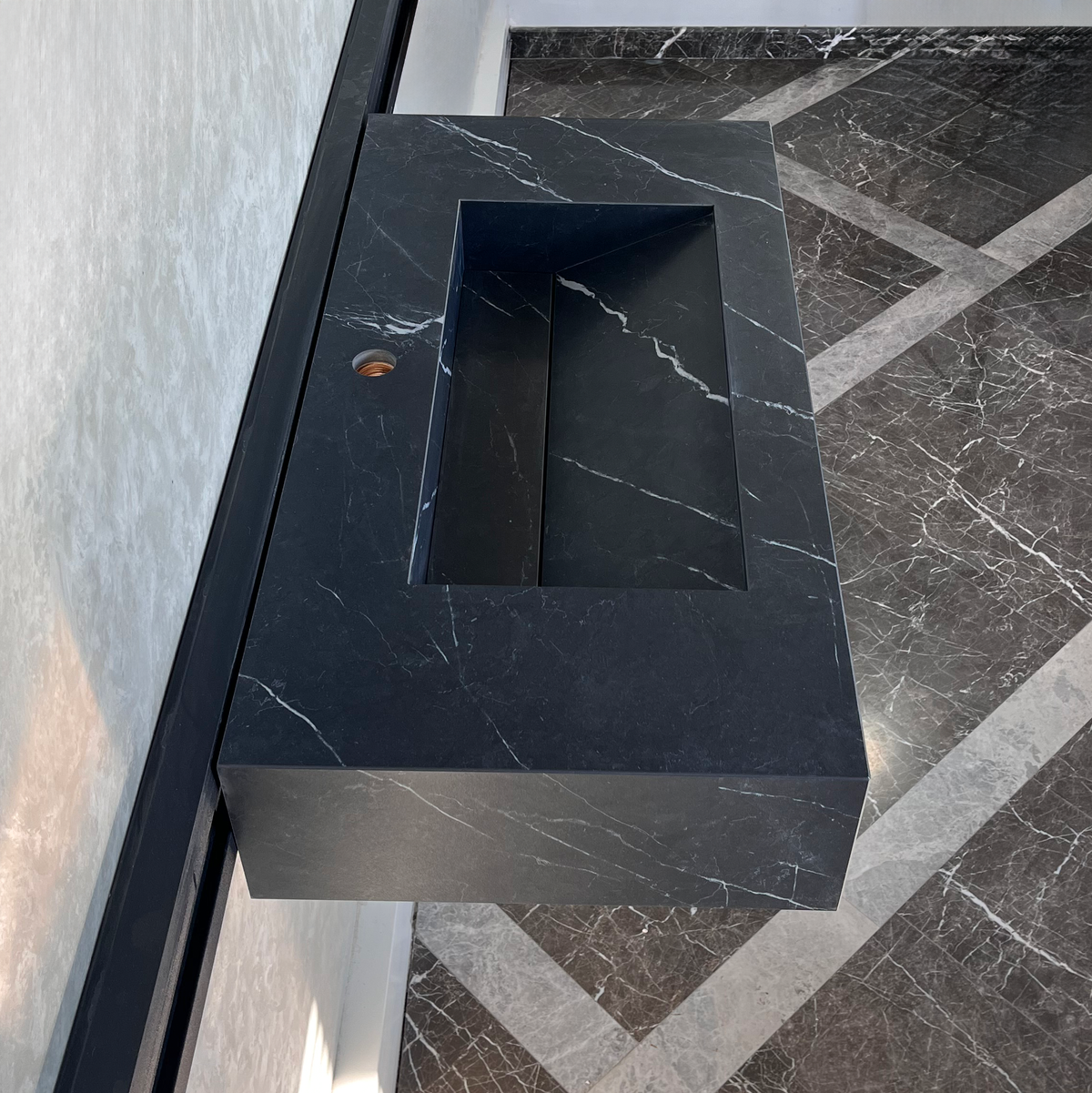 HANDCRAFTED NERO MARQUINIA HIGH ENGINEERED STONE SINK (ES-035)