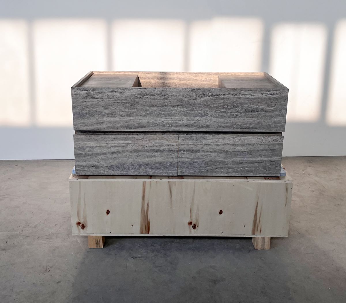 HANDCRAFTED CUSTOM SILVER TRAVERTINE SINK (TR-200)