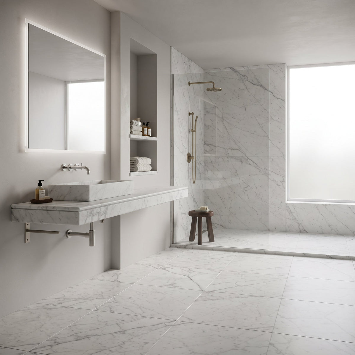 Italian Carrara Honed Marble Tiles 18x18