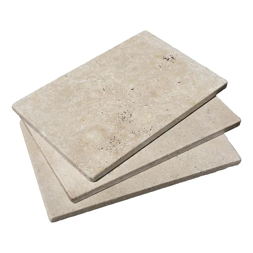 Ivory Tumbled Bullnose Travertine Pool Coping 6x12 3cm
