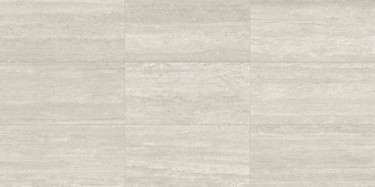 Trail Vein Cut Grey Travertine Look Porcelain Tiles 12x24