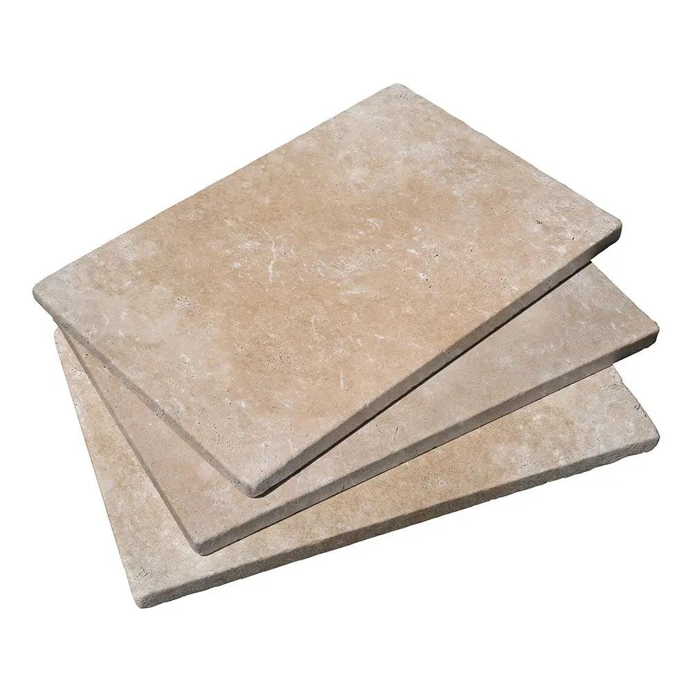 Latte Tumbled Bullnose Travertine Pool Coping 12x12 5cm