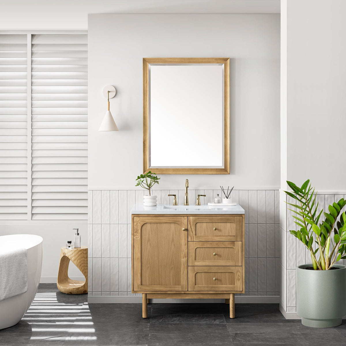 James Martin Laurent 36" Dual Mount Single Bathroom Vanity, Light Natural Oak