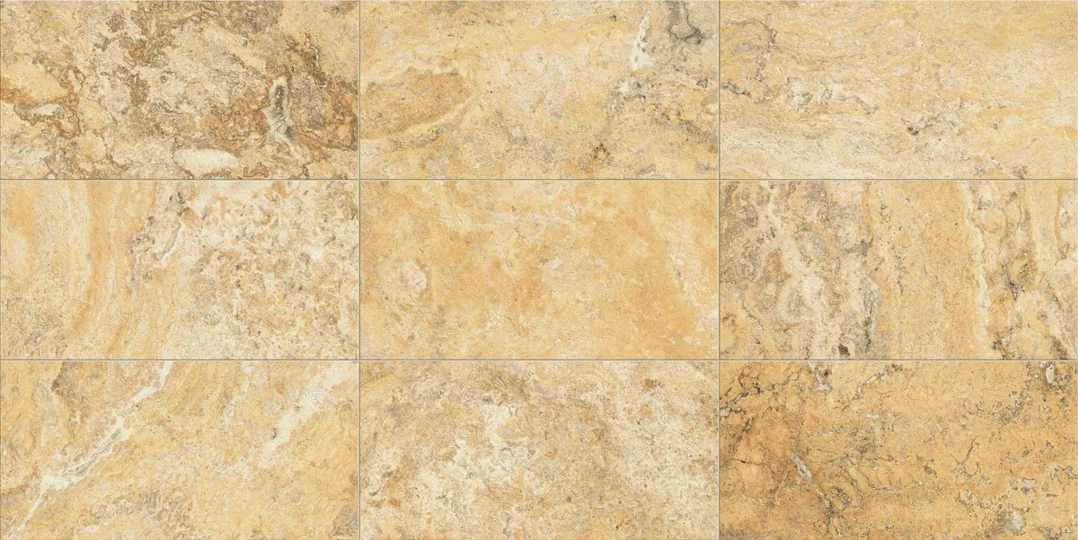 Trail Cross Cut Scabas Travertine Look Porcelain Tiles 12x24