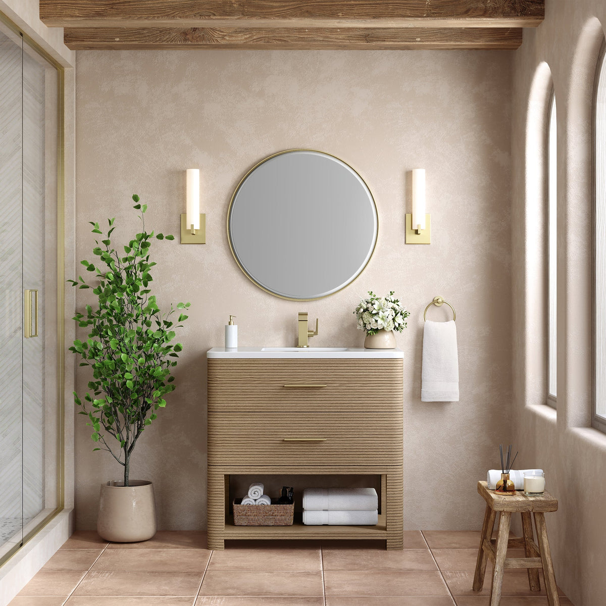 James Martin Lucian 36" Single Bathroom Vanity, Pebble Oak