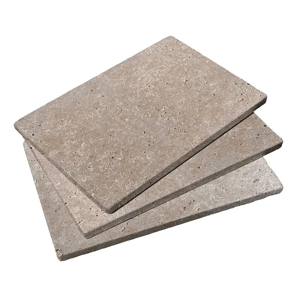 Mocha Noce Tumbled Bullnose Travertine Pool Coping 12x12 3cm