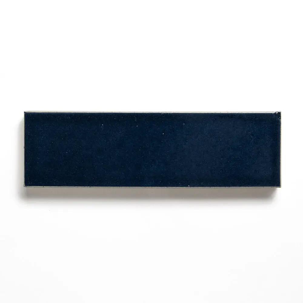 Navy Leather Subway Glazed Terracotta Tiles 2 1/4x7 9/16