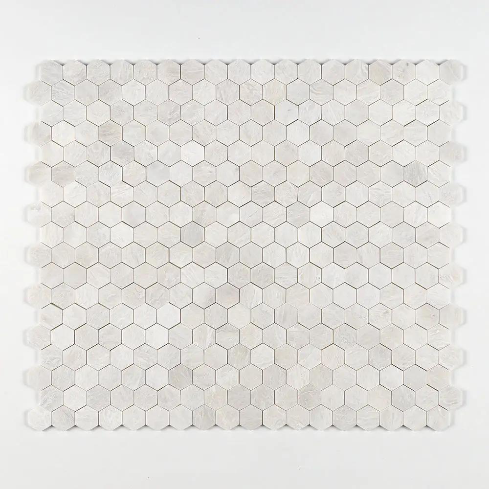 Siberian White Polished Hexagon Marble Mosaics 10 3/8x12